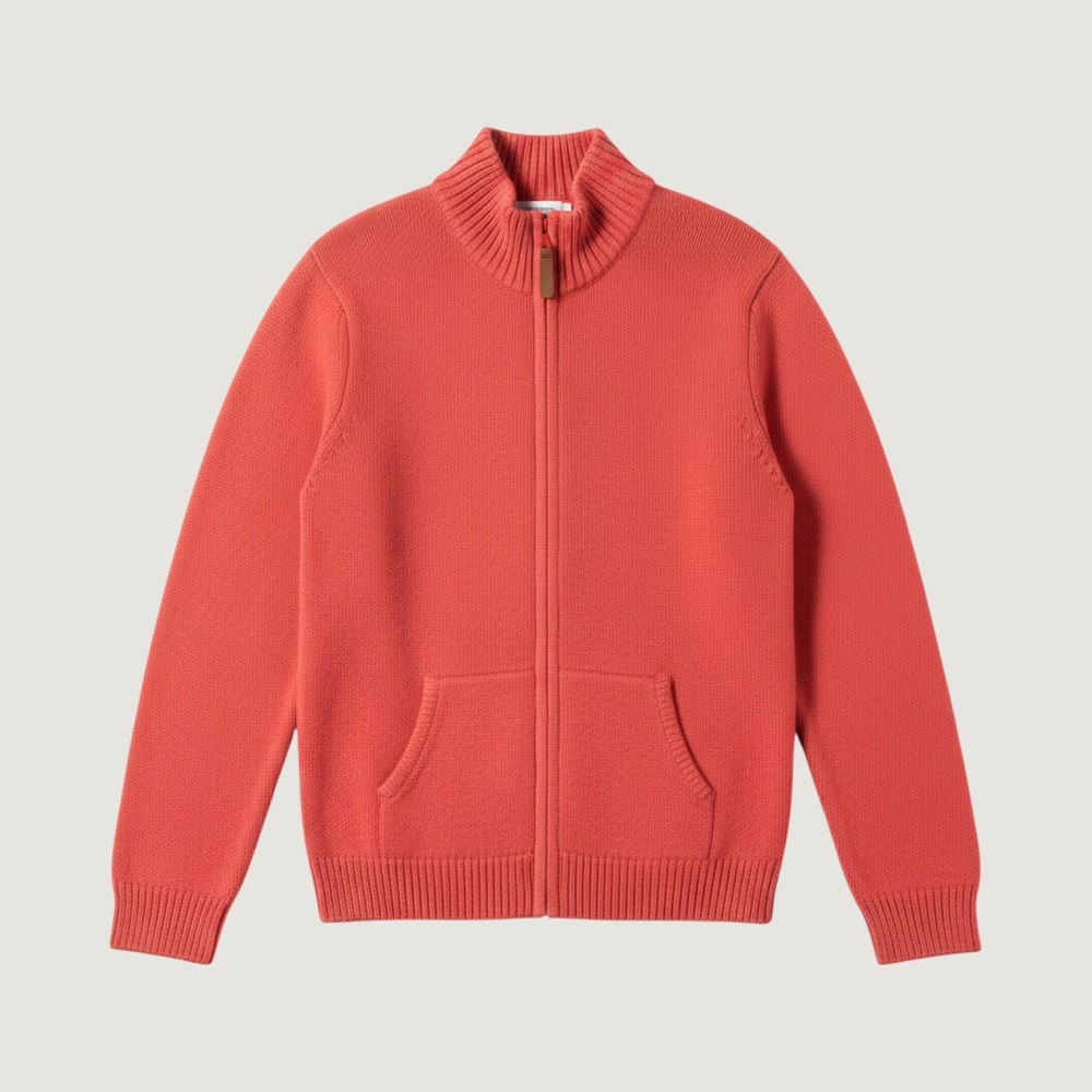 Orvis Sporting Traditions Red Shaker Knit‎ Full Zip Cardigan Sweater Mens Medium